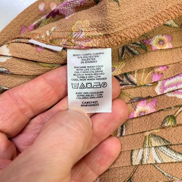 LOFT Size 10 Pleated Floral Skirt Brown Burgundy Floral Print Side Zip - Picture 7 of 8